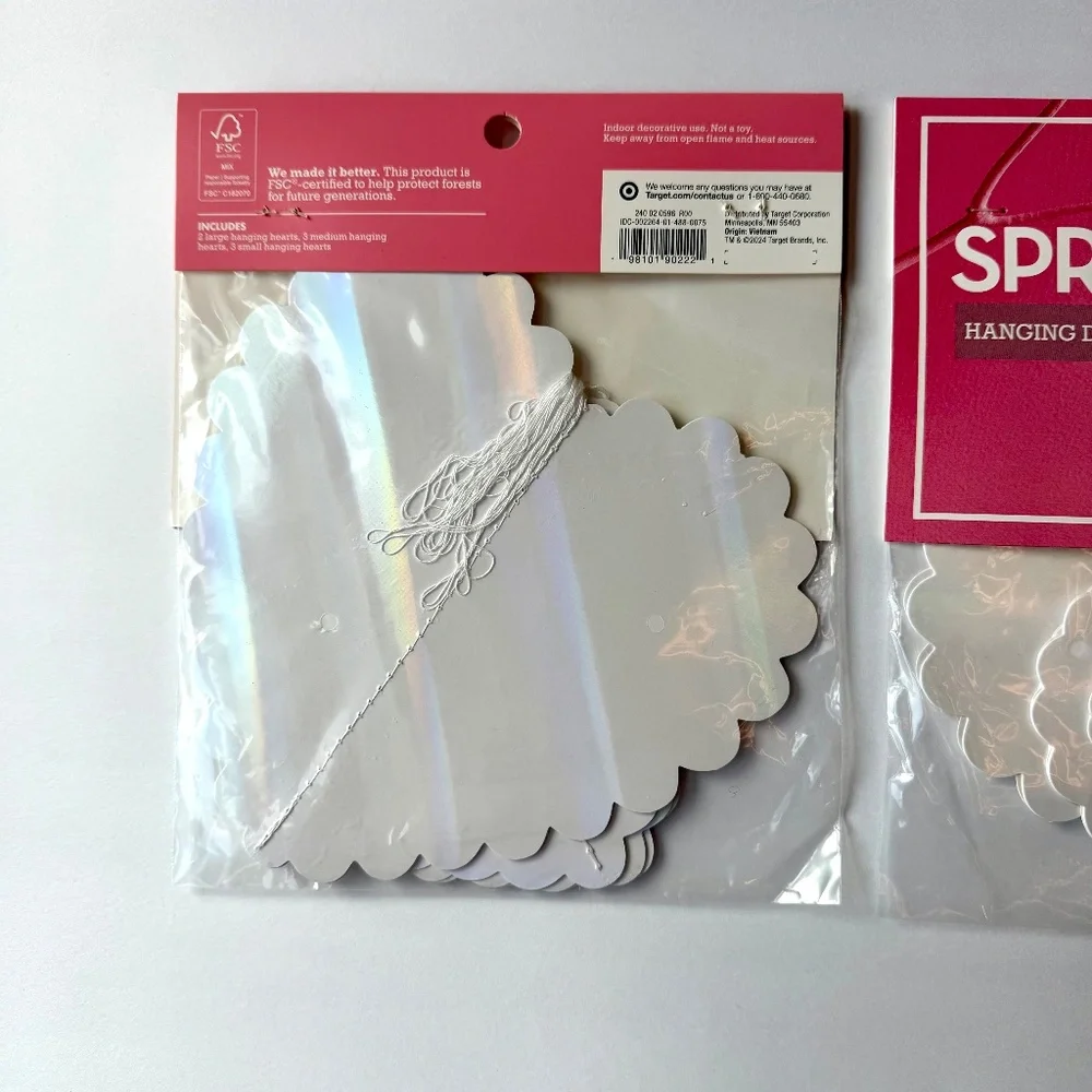 NEW Set of 2 (8 ct) Target Spritz Scalloped Hearts Valentines Day Hanging Decor